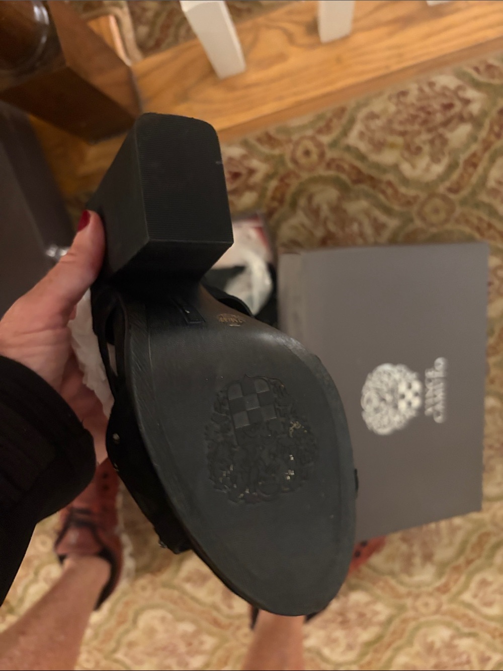 Vince Camuto Black Studded Platform Ankle-Strap Sandals - Picture 3 of 4